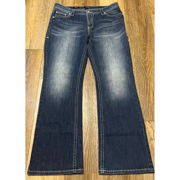 a.n.a. A New Approach Denim - A.N.A Wmns Mid Rise Bootcut Jeans Size 16W Embellished Embroidered Thick Stitch